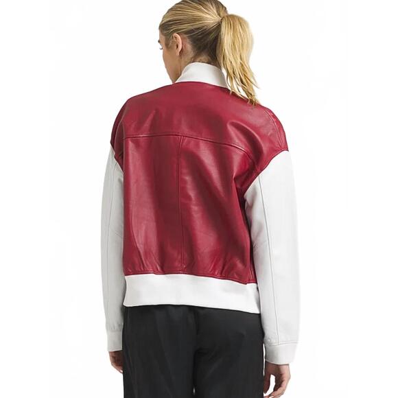 NEW JAKETT fallon burnished leather jacket in red/white - Picture 2 of 3